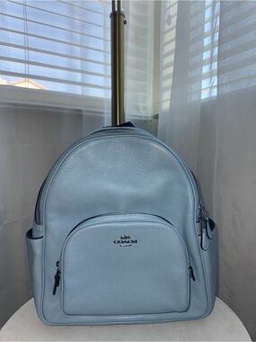 Coach Canvas Backpack with Tan Leather Trim new with tag blue Coach Mens Sling Backpack New Navy Blue Canvas Leather Brown  main image 2